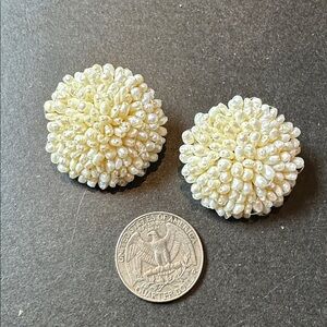 Vintage Fresh Water Pearls Clip On Earrings